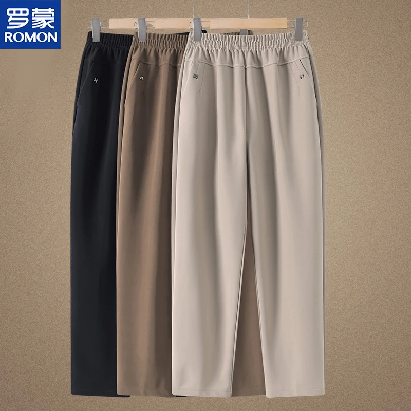 罗蒙妈妈裤子秋装宽松大码中年休闲长裤中老年人女春秋直筒裤