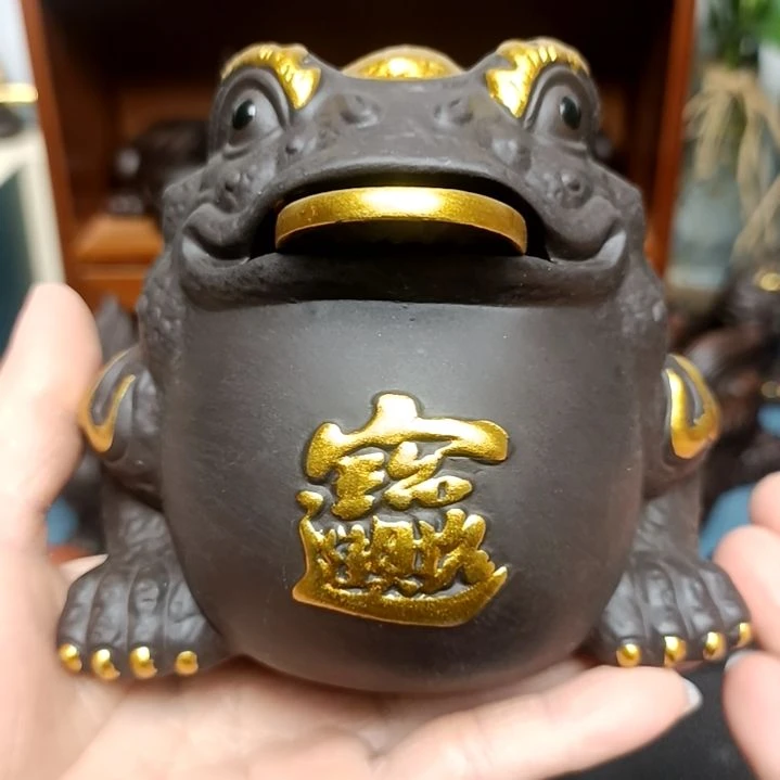 茶宠紫砂进宝灵蟾茶宠摆件
