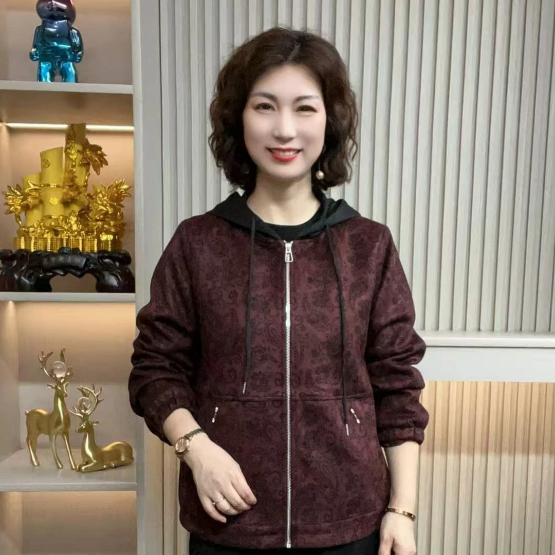 妈妈装流行时尚潮牌女装宽松春秋装外套休闲百搭长袖大码老年潮牌