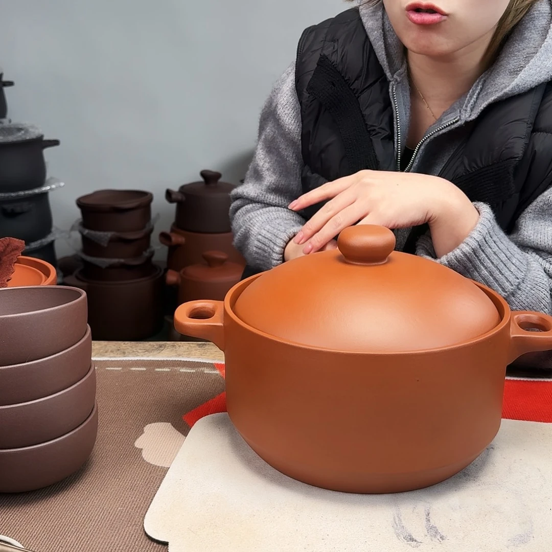 紫砂砂锅3.5升微微瑕