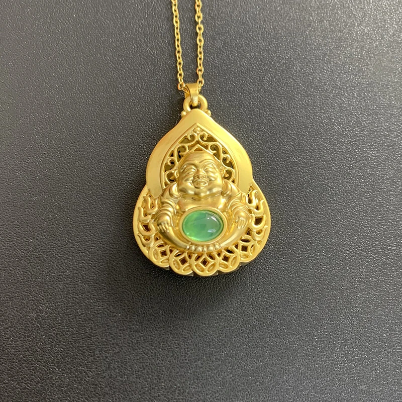 （七七甄选）时尚轻奢合金玉髓佛公吊坠赠链