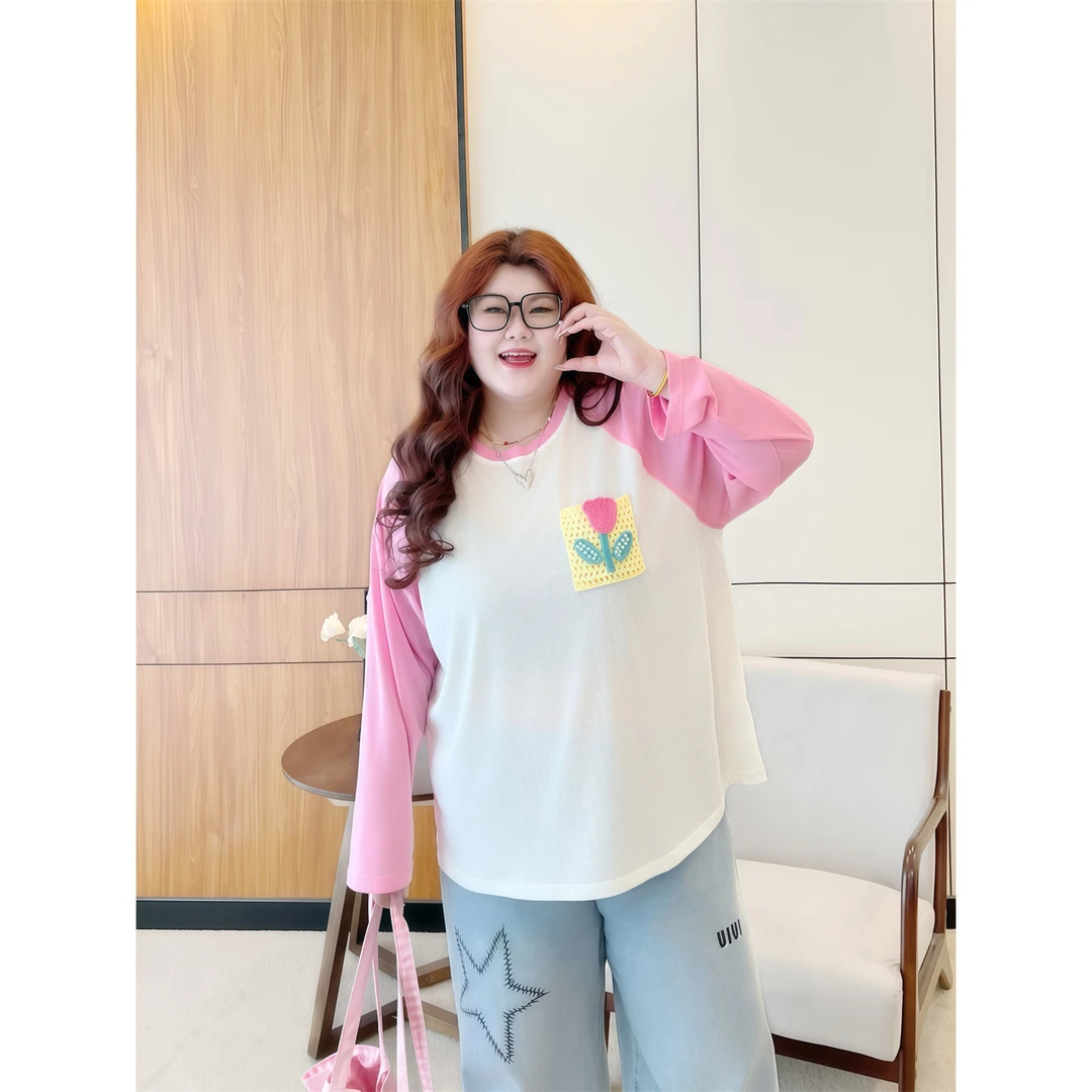 断码捡漏~奶泡甜心 / 凉感雪花棉长袖T 14441花契大码胖mm200斤