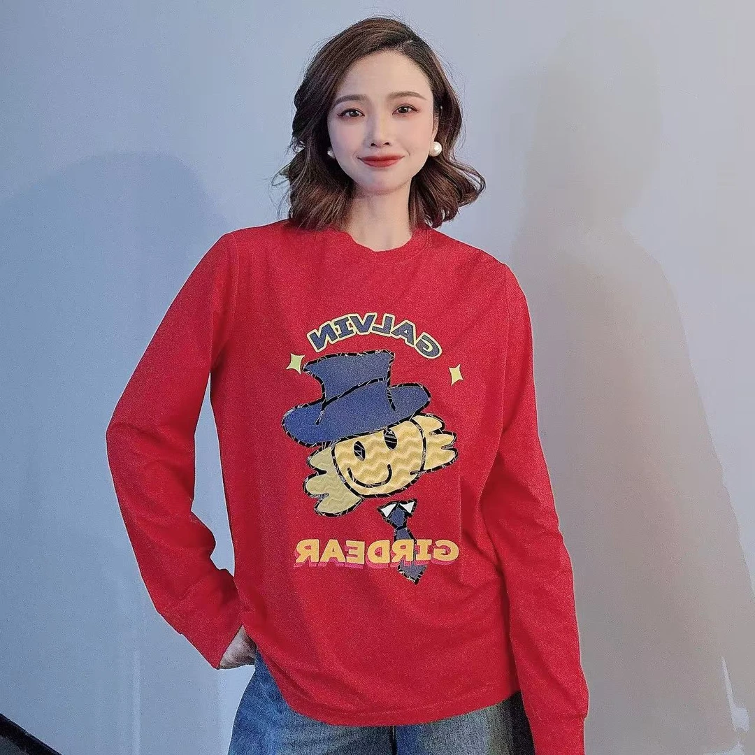 GIRDEAR/哥弟时尚百搭卡通印花长袖卫衣减龄套头上衣女1300649