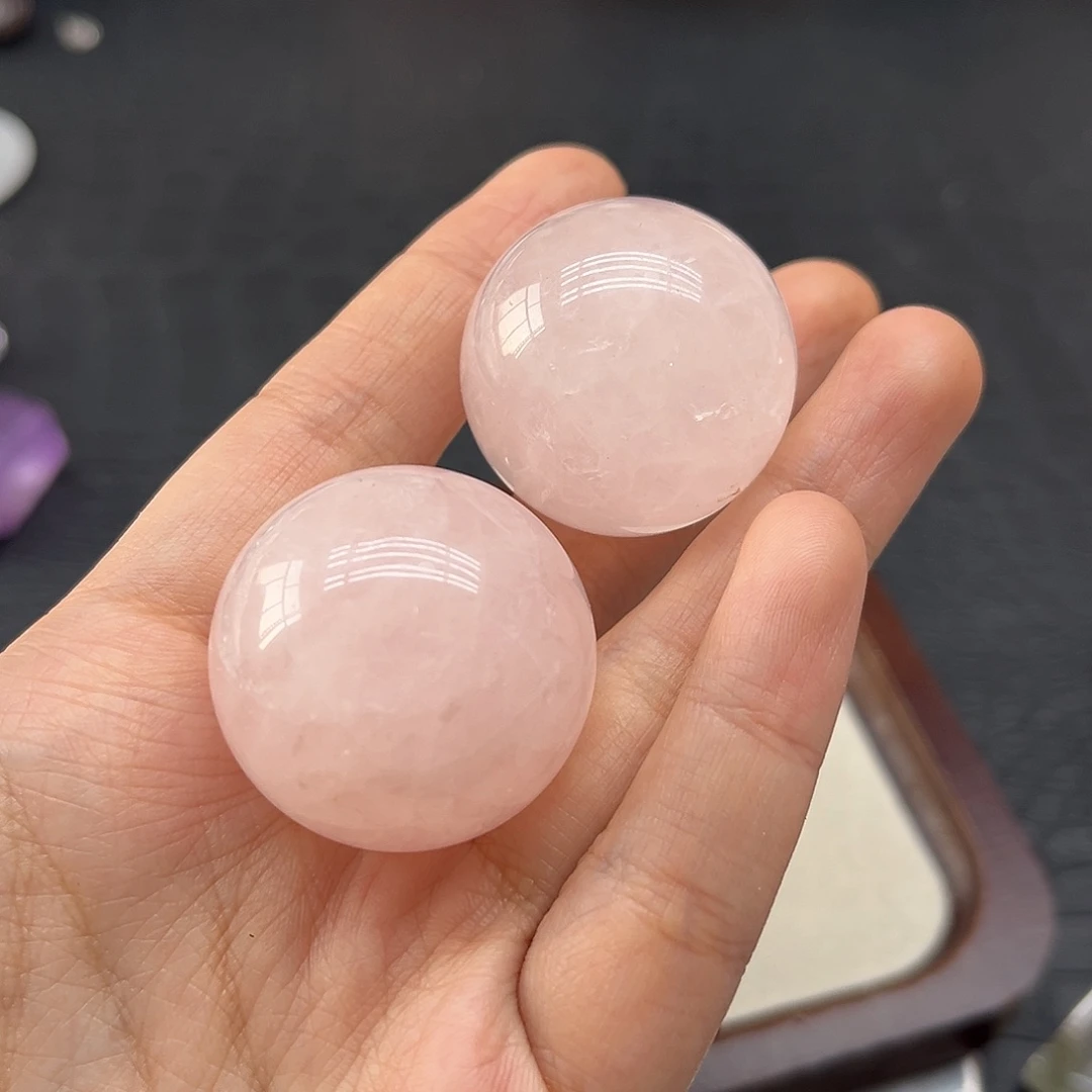 水晶珠宝半成品未镶嵌55粉晶球卡3mm