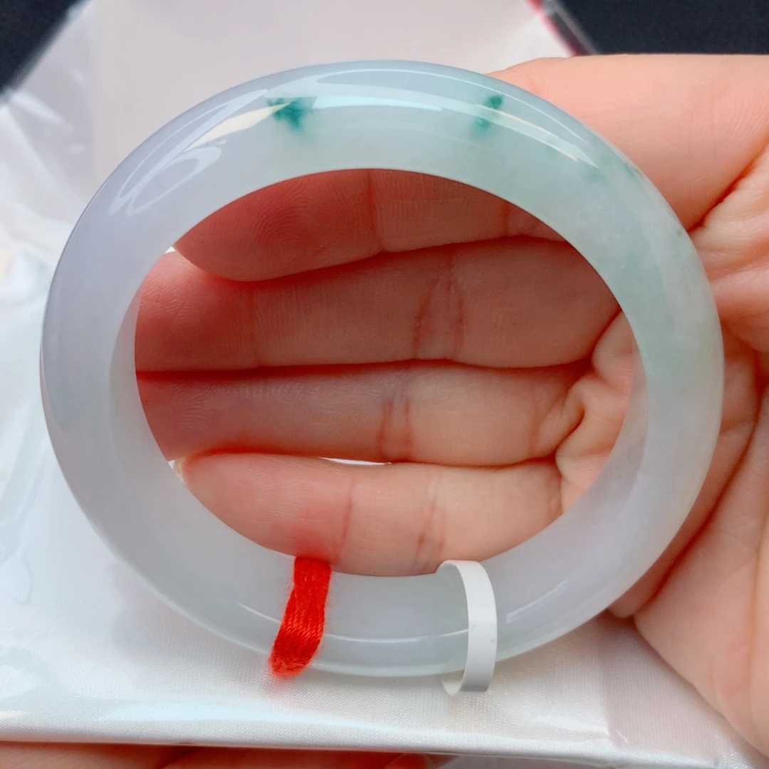 翡翠未镶嵌手镯51-52冰胶飘花