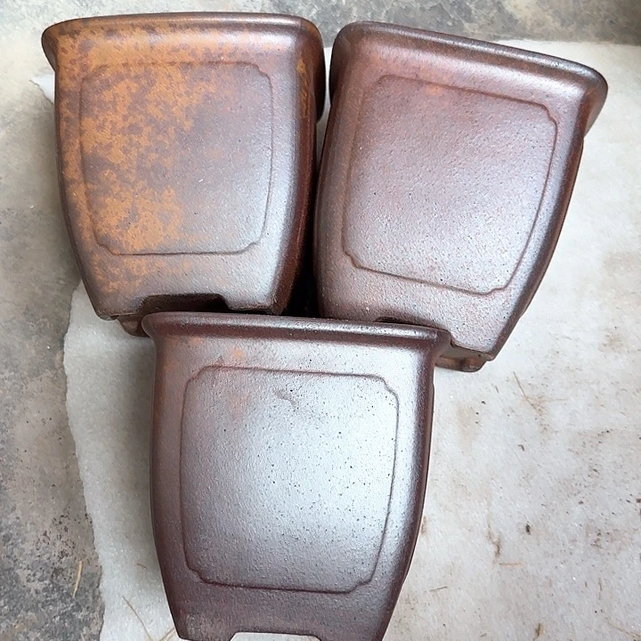 16×16三支柴烧四方块面手工盆