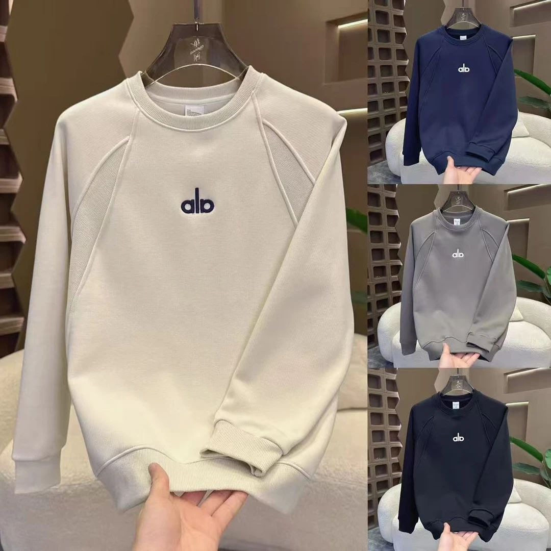 秋冬新款男士拼接刺绣圆领长袖常规拼接加绒卫衣92816