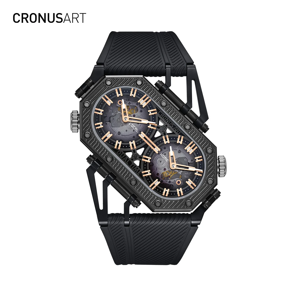 CronusArt克洛斯-穿越者-双机芯机械表时尚防水潮流蓝宝石夜光