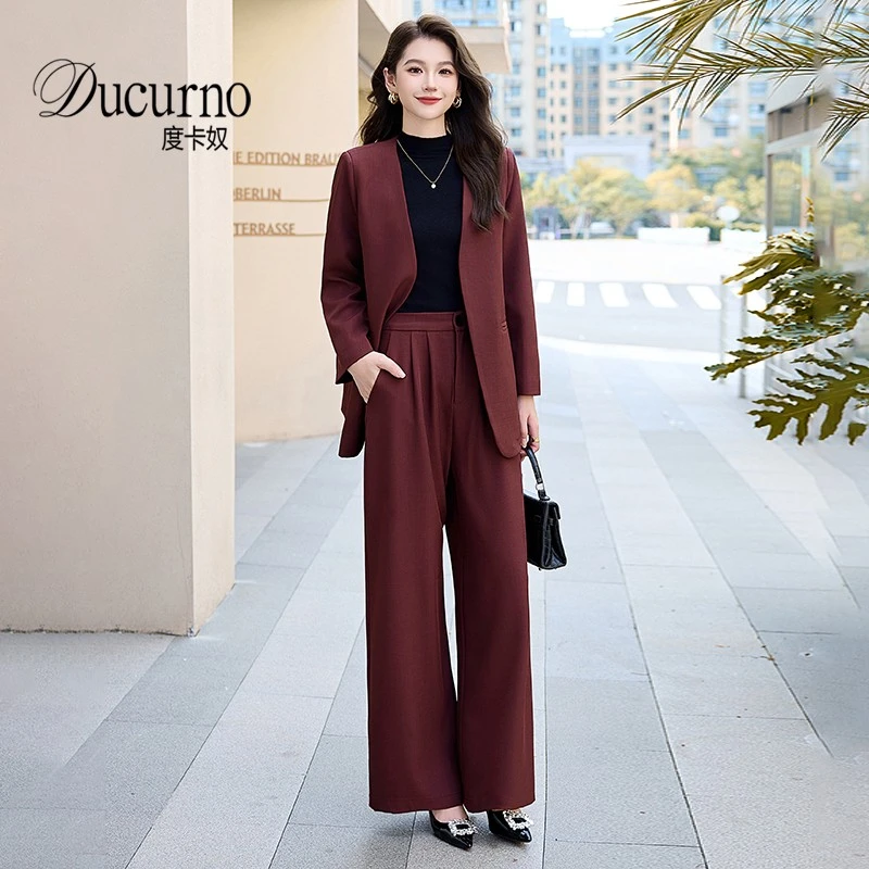 西装套装女2025秋季新款高级感气质时髦职业休闲时尚阔腿裤两件套