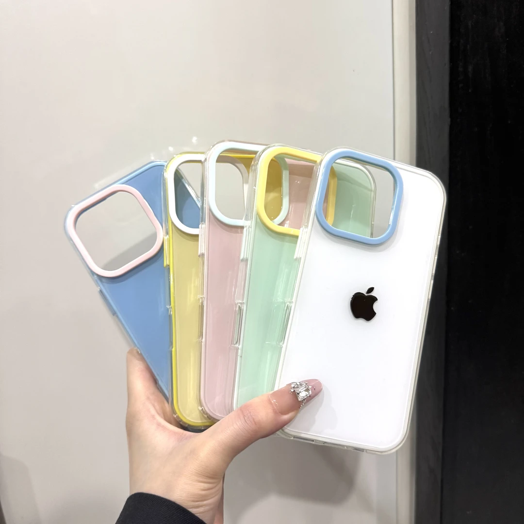 高颜值撞色果冻适用苹果16Promax手机壳iPhone15简约14全包16防摔