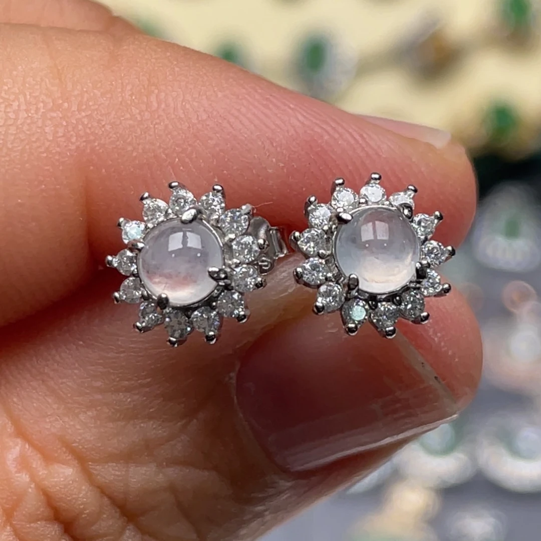 翡翠戒指银S925镶嵌ʚ****y纯天然缅甸翡翠