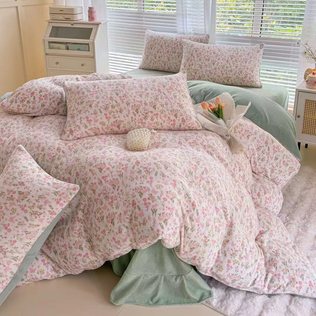 清仓，简易款双面牛奶绒四件套微脏。200.230.双面，芳草