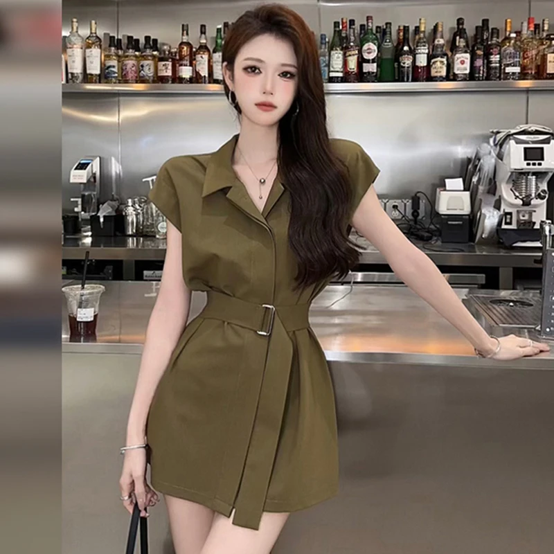 【三色】【两件套】小个子高端精致衬衫连衣裙子女夏季2025新款法