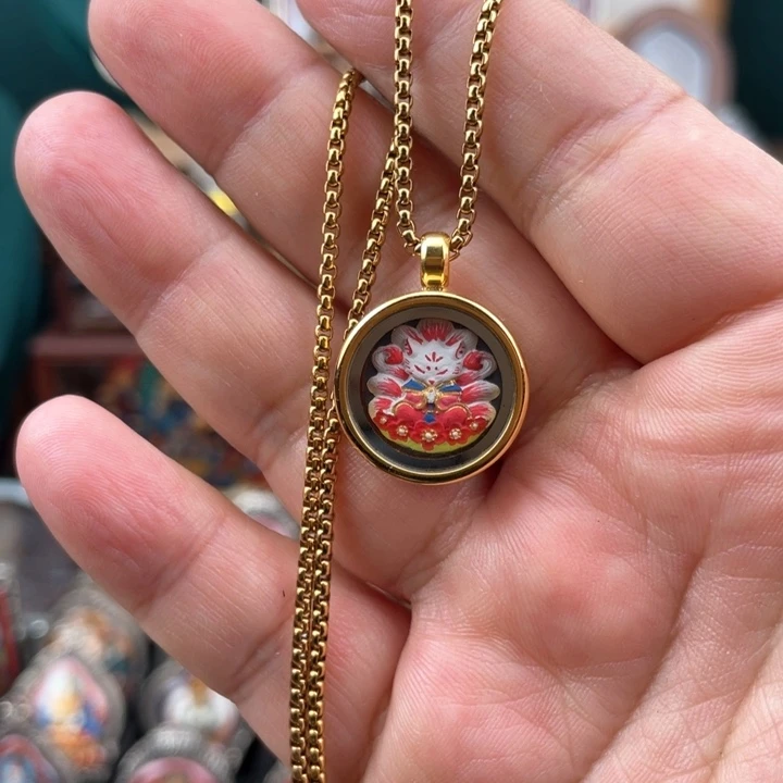 泥塑凤九小狐狸吊坠