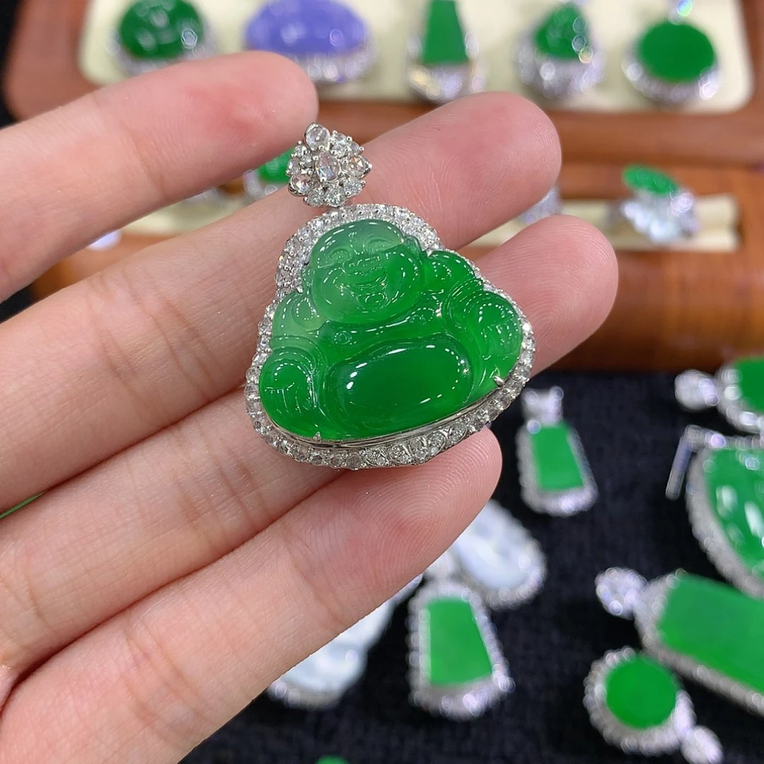 【闪购商品】翡翠18K金镶嵌吊坠(不含链)佛公