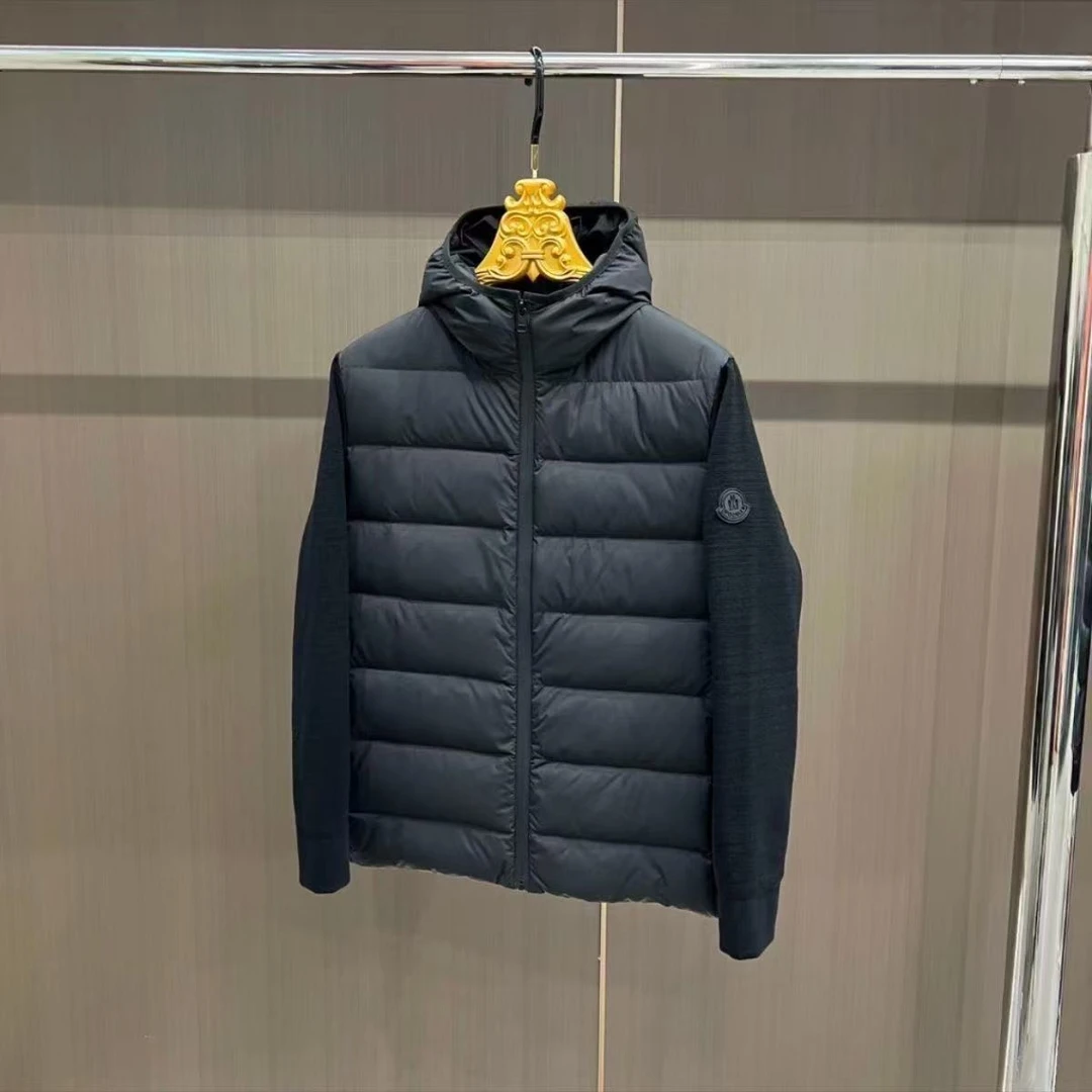 2025冬季时尚新款轻薄拼接棉服连帽休闲外套男士保暖时尚潮流棉衣
