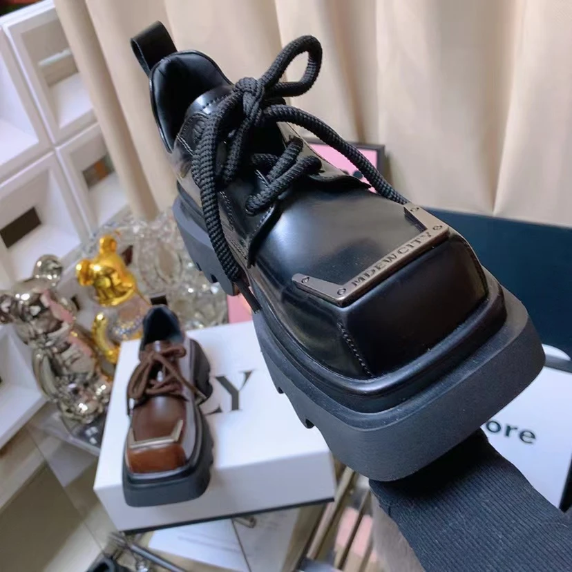 森女2024春季新款厚底女士乐福鞋8660-1