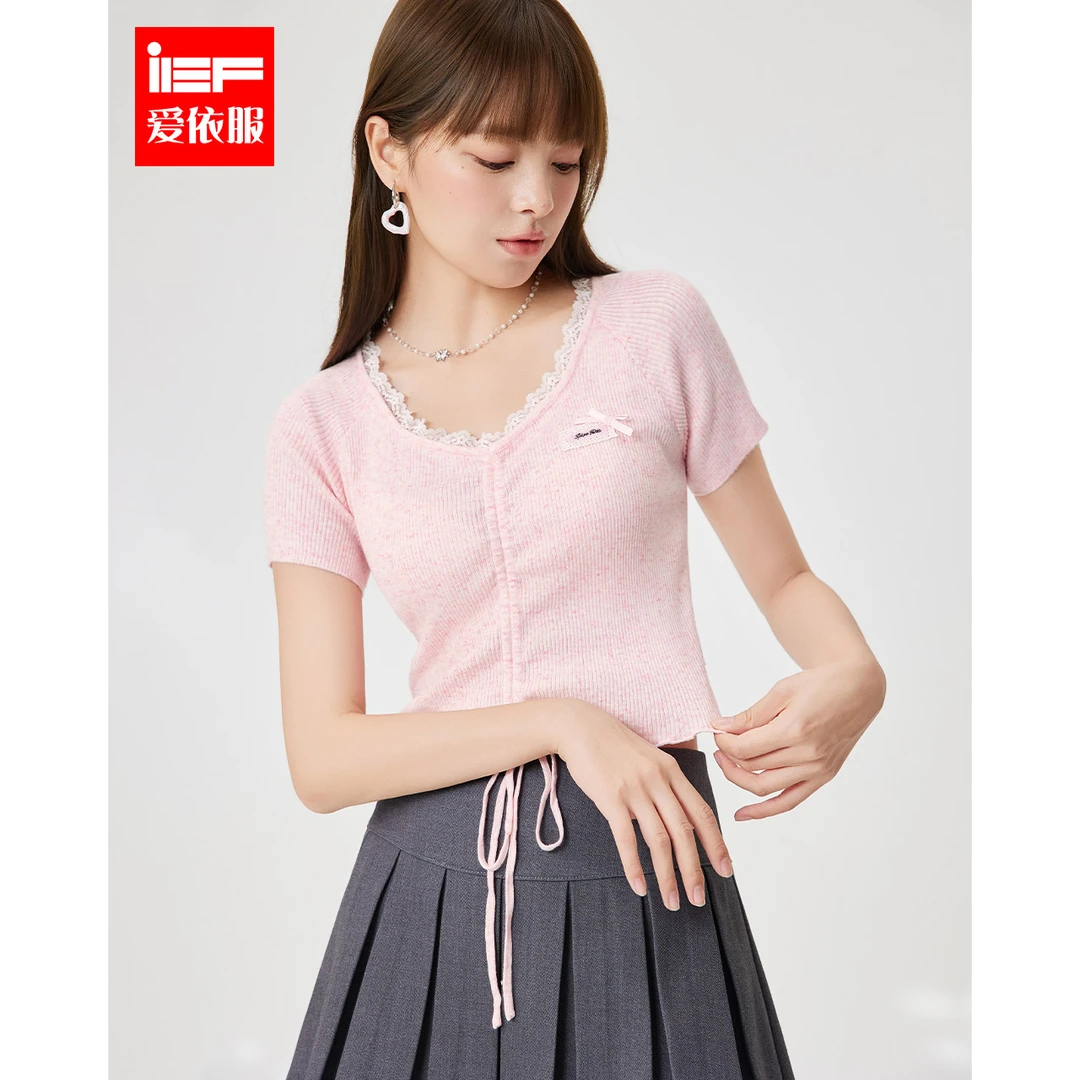 IEF/爱依服2025夏季新款温柔小女人气质修身薄款毛织上衣流光风