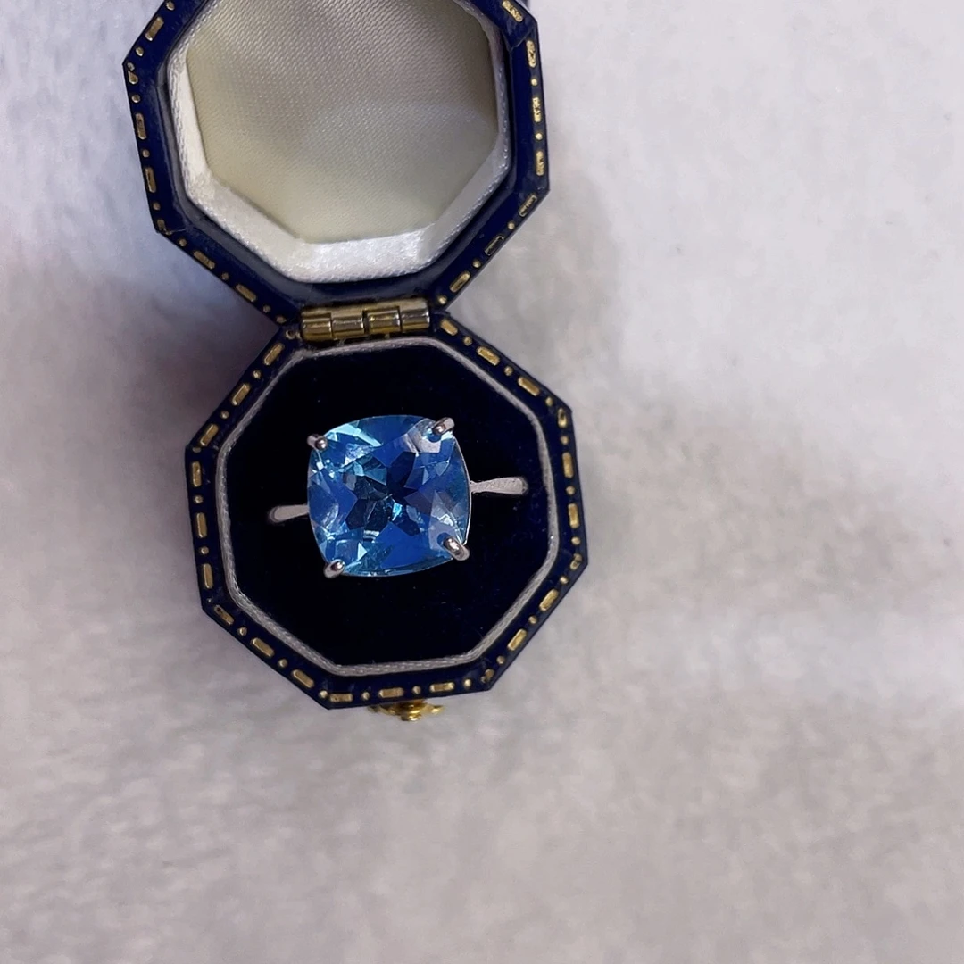 托帕石戒指银S925镶嵌简约款戒指