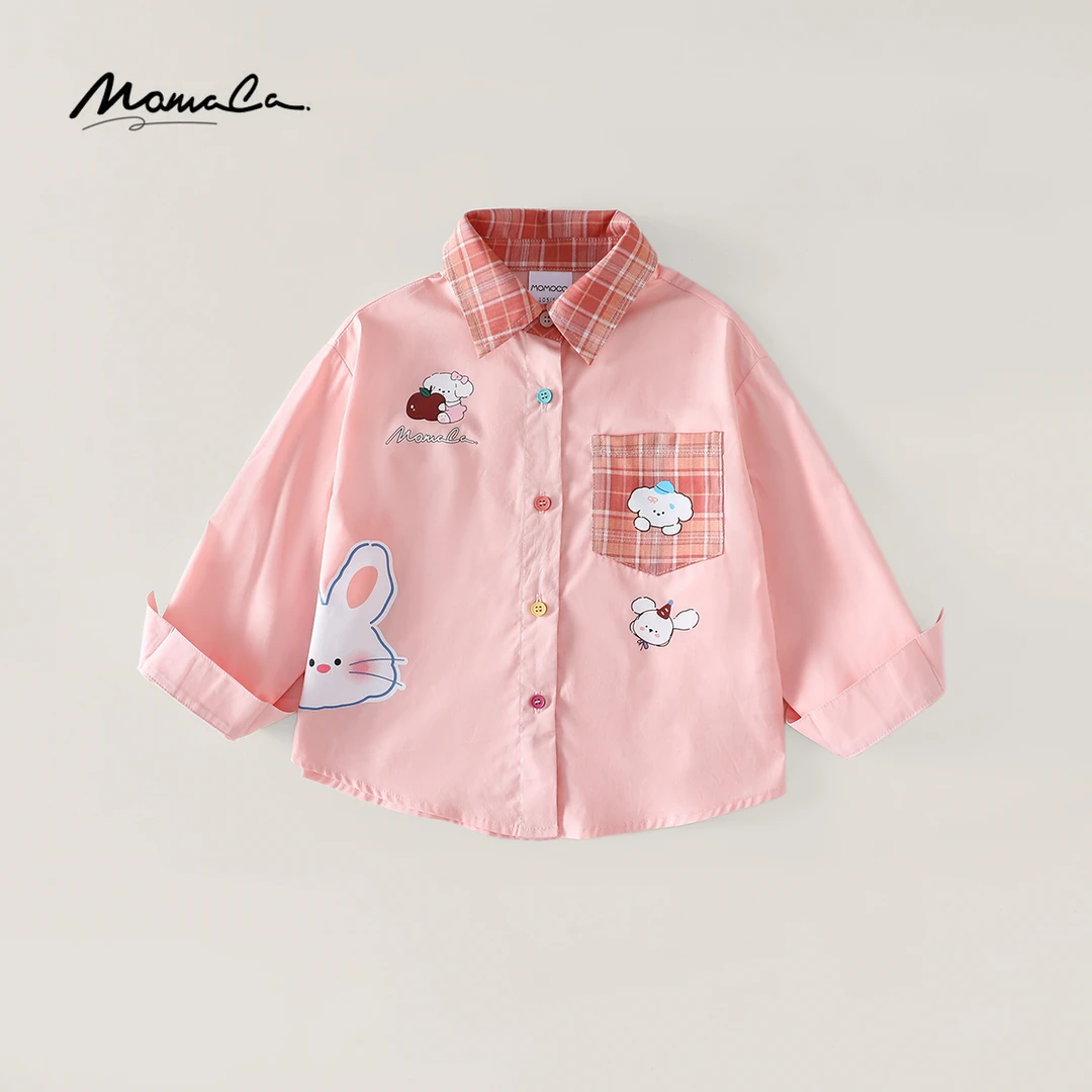 MOMOCO女童秋季新款可爱小兔子时尚百搭翻领衬衫77730234006