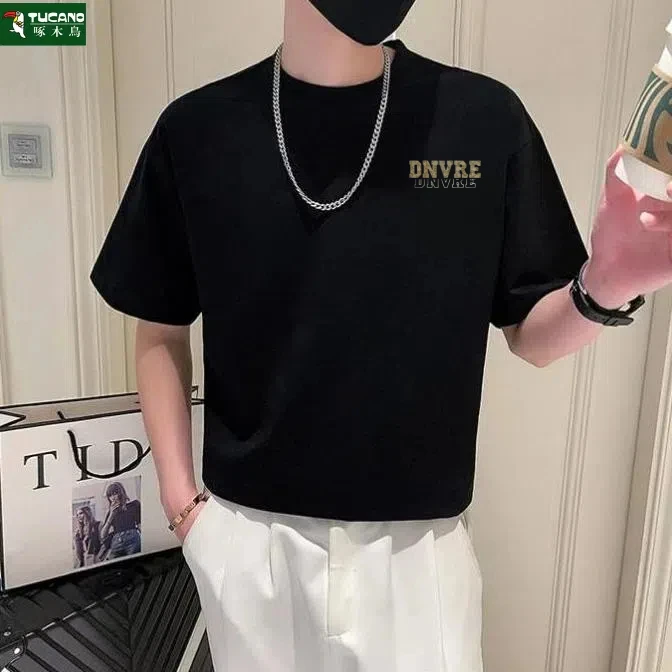 啄木鸟2025夏季重磅纯棉短袖t恤男潮流男女百搭青年圆领半袖体恤
