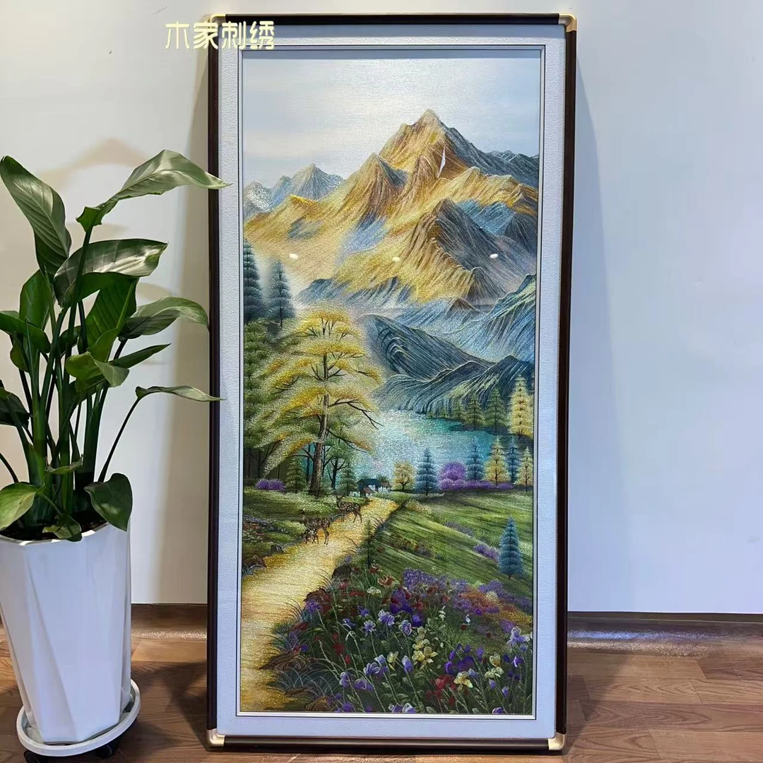 【福禄聚财】新款织锦绣玄关入户门山水风景轻奢挂画客厅走廊装饰画