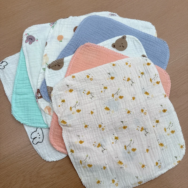 【25/25】四层纯棉皱布A类婴幼儿擦脸小方巾洗脸巾