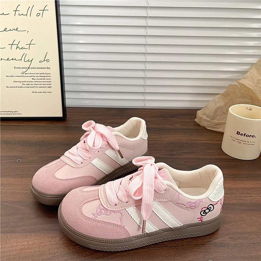 易少年 粉色可爱德训鞋女ins潮2025秋季新款板鞋百搭休闲小白鞋子