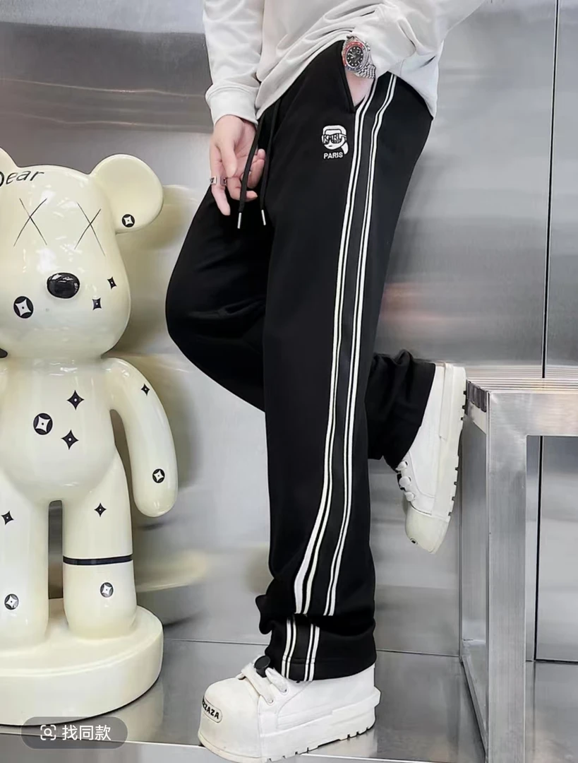 344-轻奢加绒裤子男时尚百搭潮流男裤直筒弹力冬款休闲裤