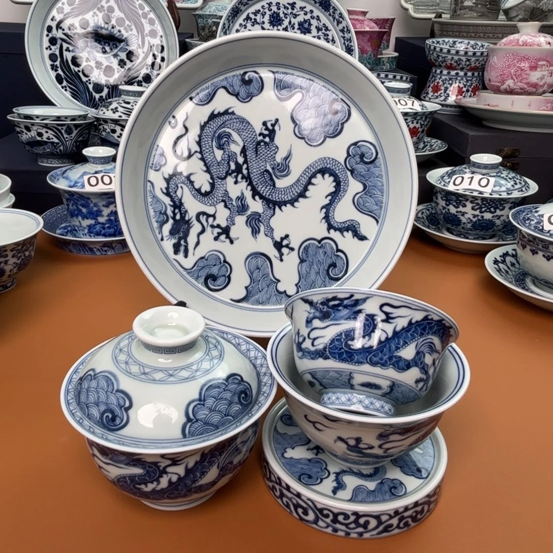 流***年景德镇陶瓷五件套