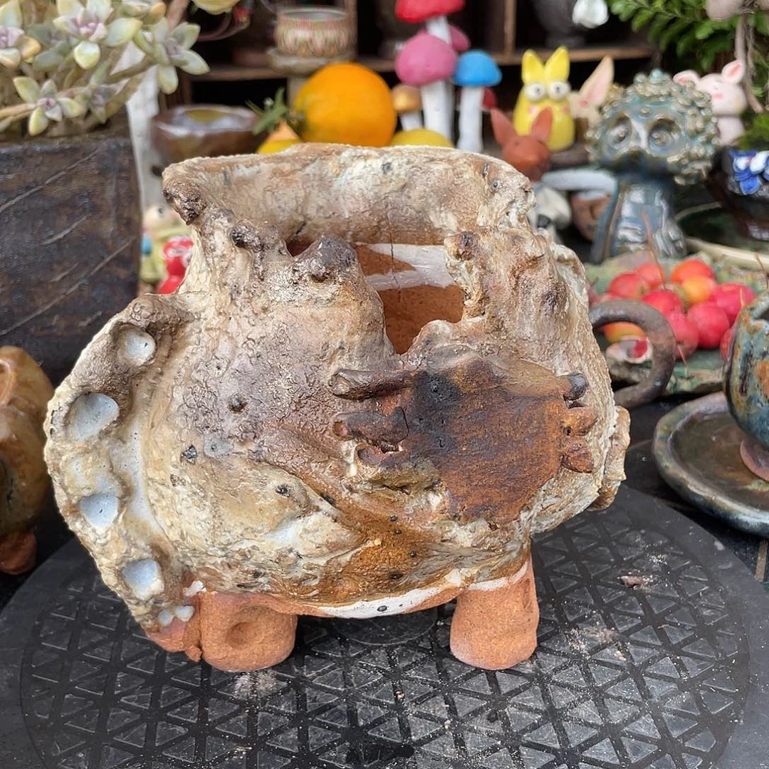 手工粗陶高温花盆
