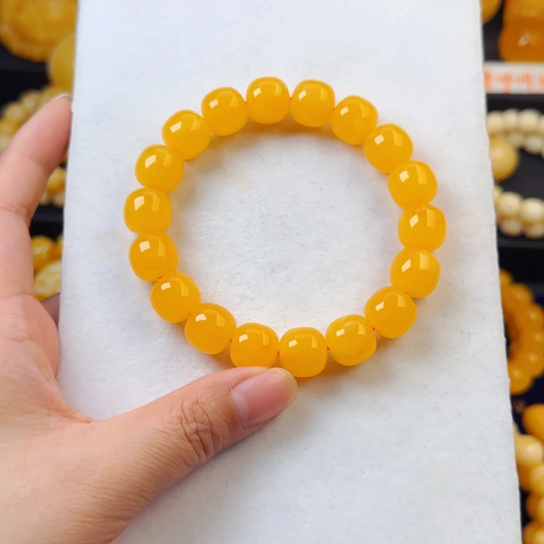 蜜蜡未镶嵌颈饰浓蜡橘色同料13