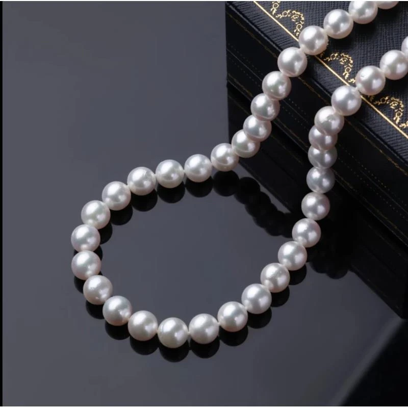 【冰哥推荐】天然珍珠项链带大证 约 9-10mm  多样性发一条