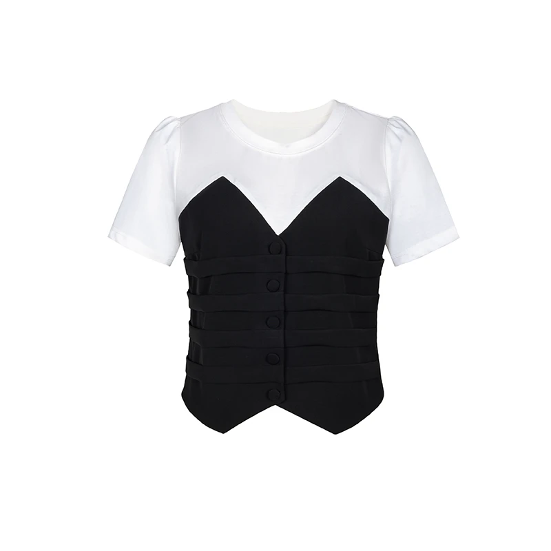 【直播专享】商场同款新品夏季黑白拼接上衣N204C42749A