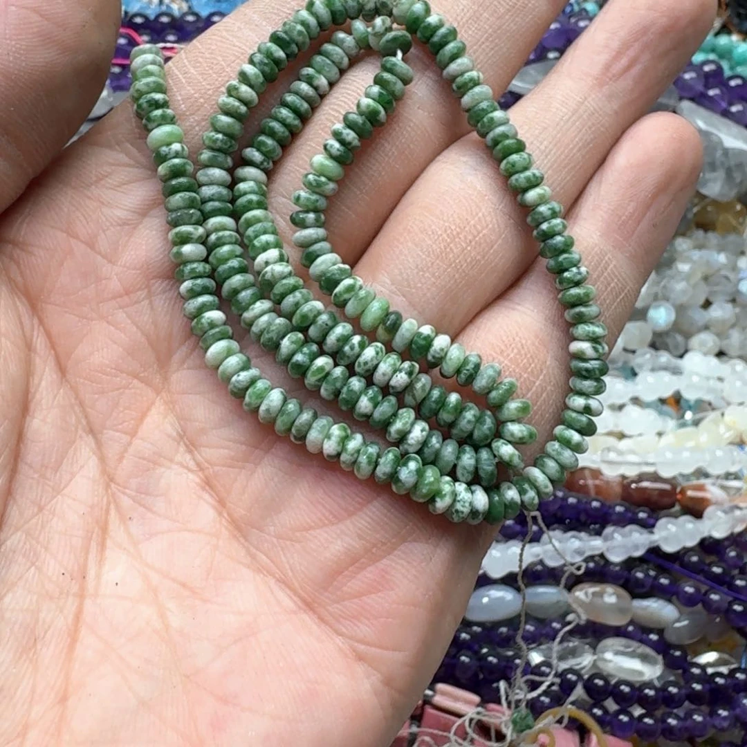 合金玛瑙/玉髓珠宝半成品一条4mm绿点石算盘