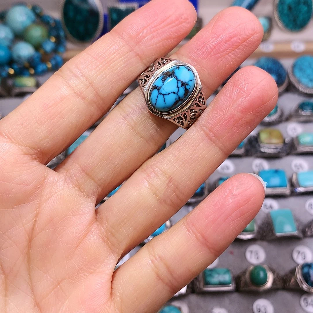 绿松石挂件银S925镶嵌