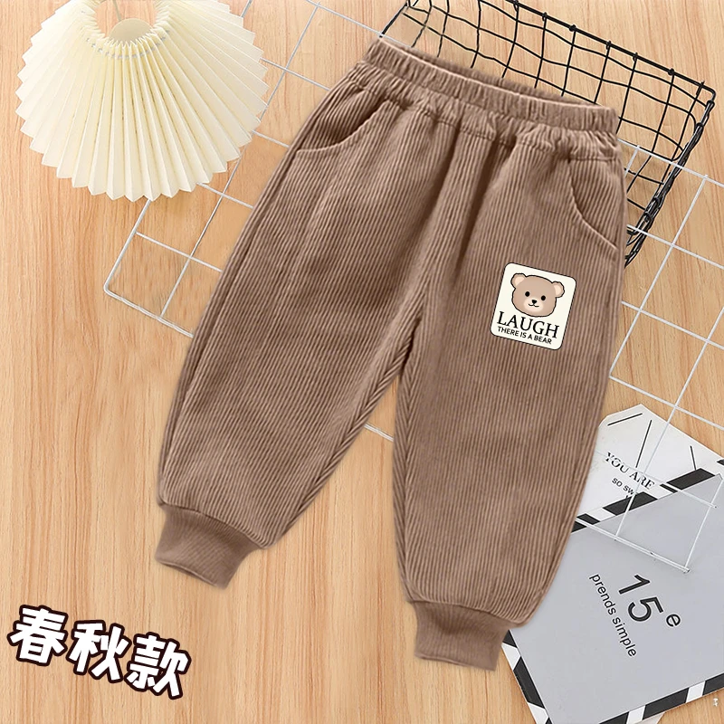中小童灯芯绒裤子春秋季洋气儿童束脚裤宝宝百搭休闲长裤2025新款