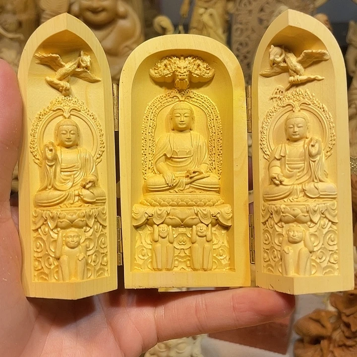 黄杨木小瑕疵三开盒