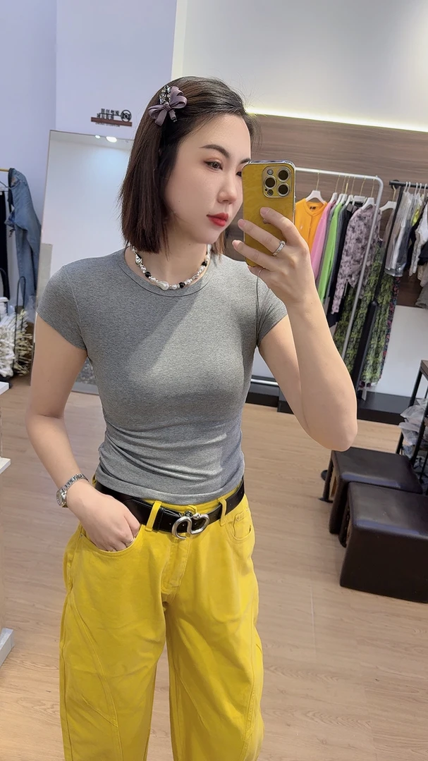 百搭短袖t恤女内搭春夏2025新款正肩圆领短款修身上衣打底衫