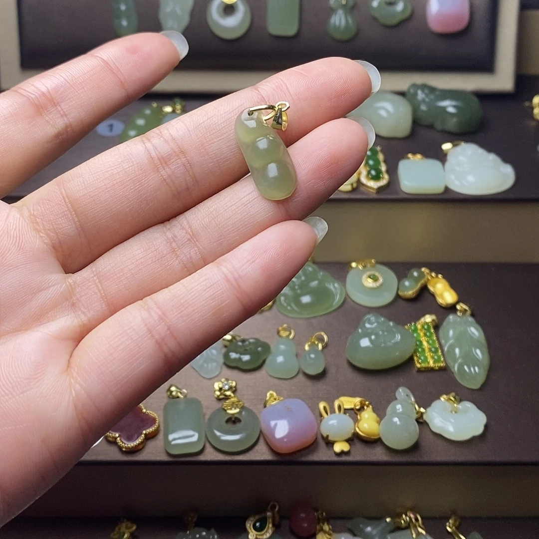 和田玉颈饰银S925镶嵌