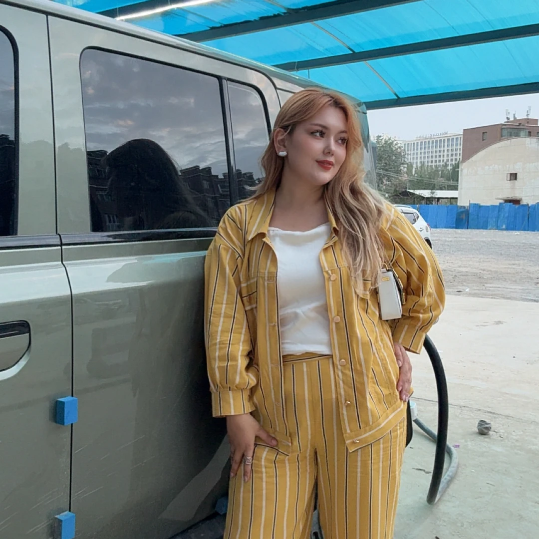 女士黄色条纹衬衫休闲宽松长袖防晒衫新款百搭叠穿外套