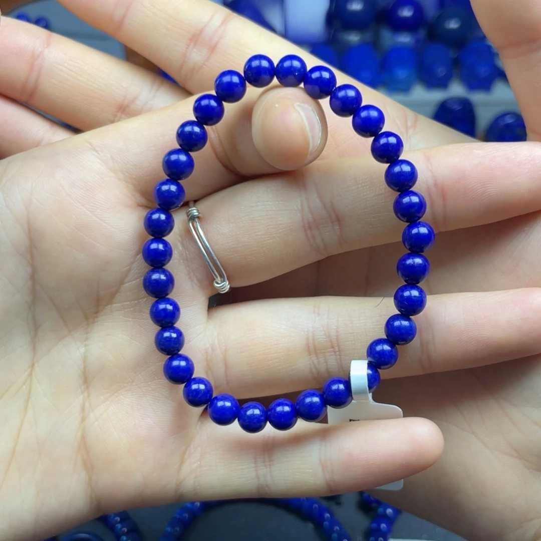 青金石未镶嵌圆珠手串6+