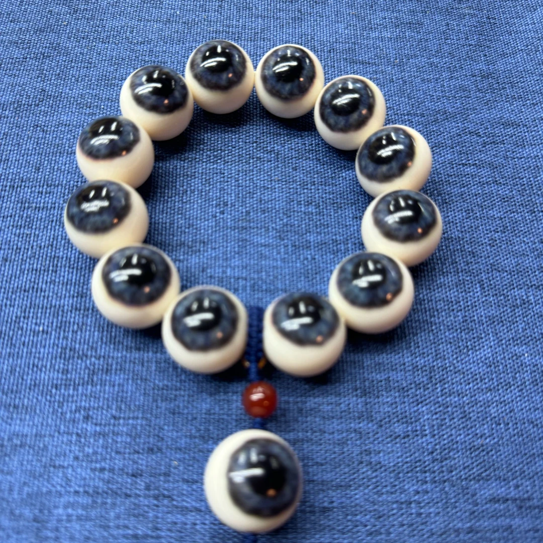 猛犸牙5A冰料蓝眼睛圆珠手串全品无暇毕业款 直播间专拍改价链接