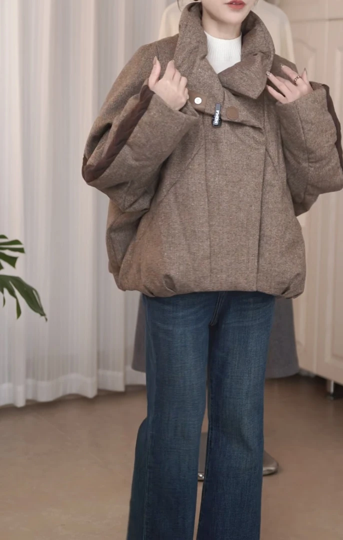 法式轻奢 精纺羊毛气质修身羽绒服