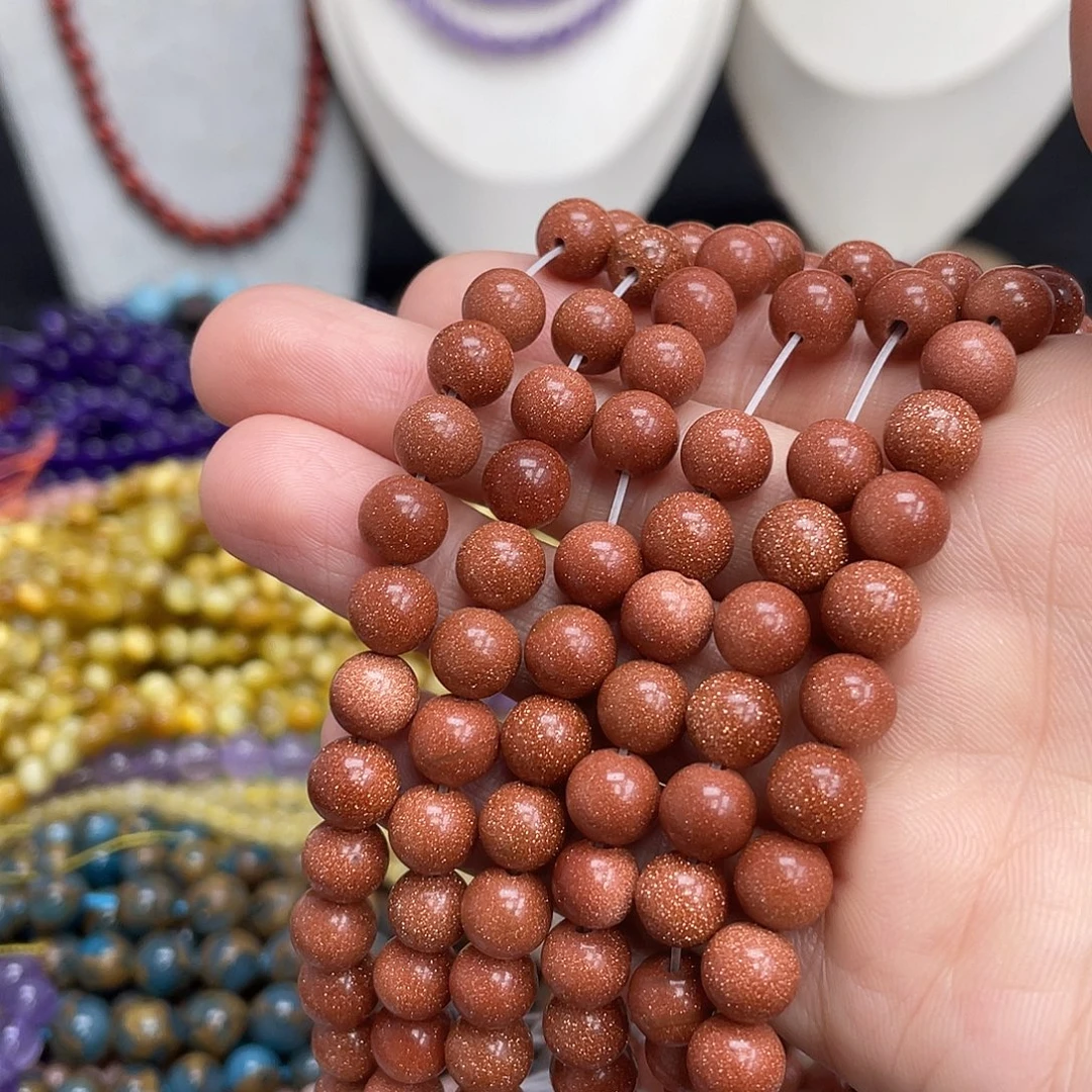 玛瑙/玉髓未镶嵌半成品金砂石8m散珠