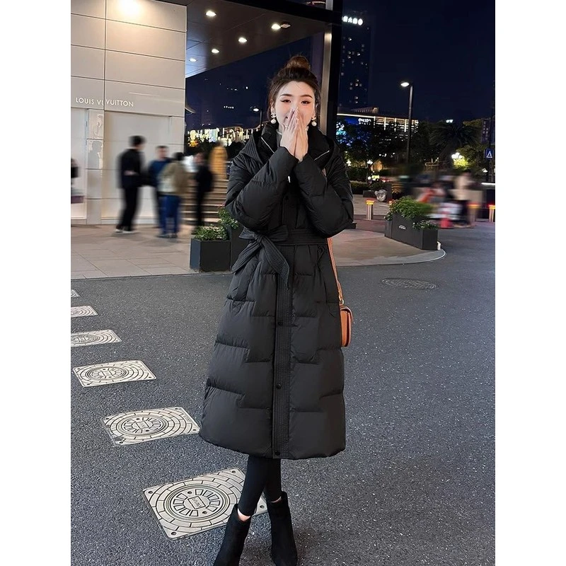 长款过膝服女装韩版收腰显瘦棉袄棉服冬季加厚棉衣修身外套大码