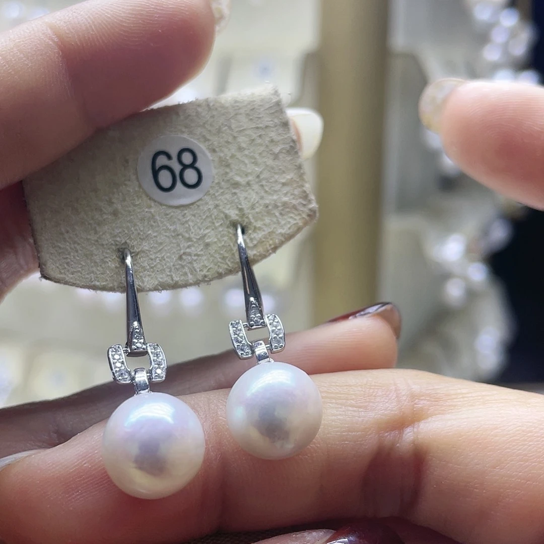 淡水珍珠耳饰银S925镶嵌