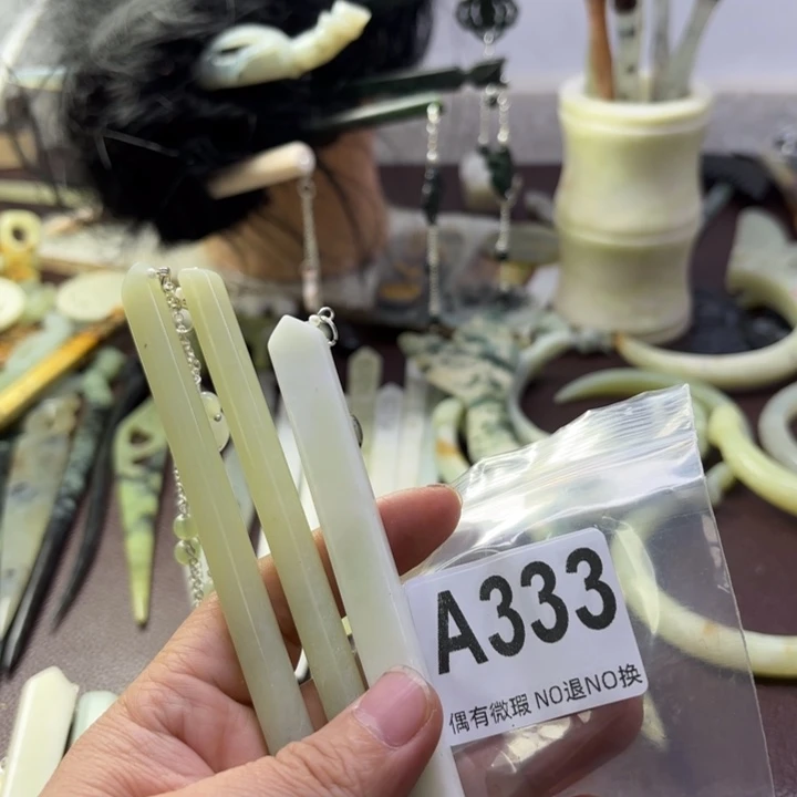 蛇纹石玉发饰合金@*蓓