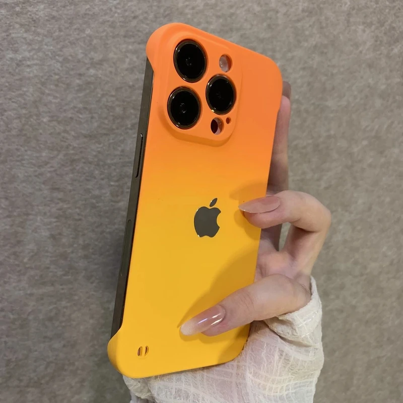 简约渐变无边框适用苹果16promax手机壳创意iPhone15时尚14个性13