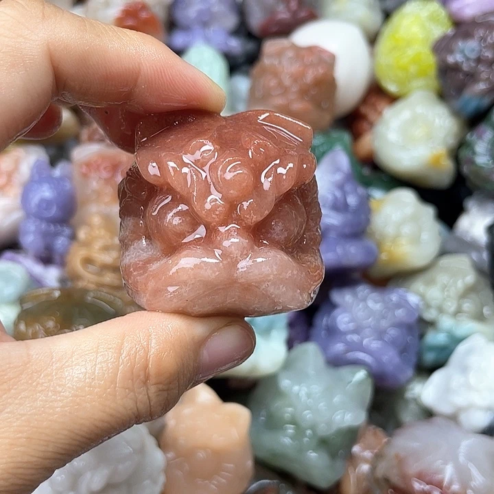 未镶嵌石英质玉珠宝奇石风花雪月醒狮